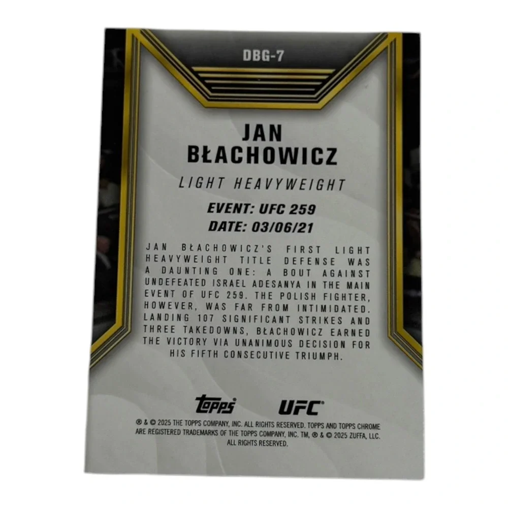 2024‎ Topps Chrome UFC Jan Blachowicz Dare to be Great Insert DBG-7 MMA Card